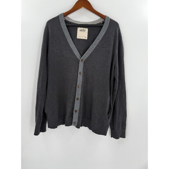 Vans Men's Charcoal Gray Button Up Sweater Size MEDIUM Cardigan Skater - Picture 1 of 10
